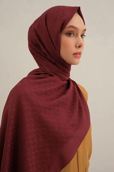 Bordo Link Desen  Bambu Cotton Şal  32