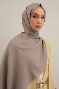 Gri  Link Desen Bambu Cotton Şal   20